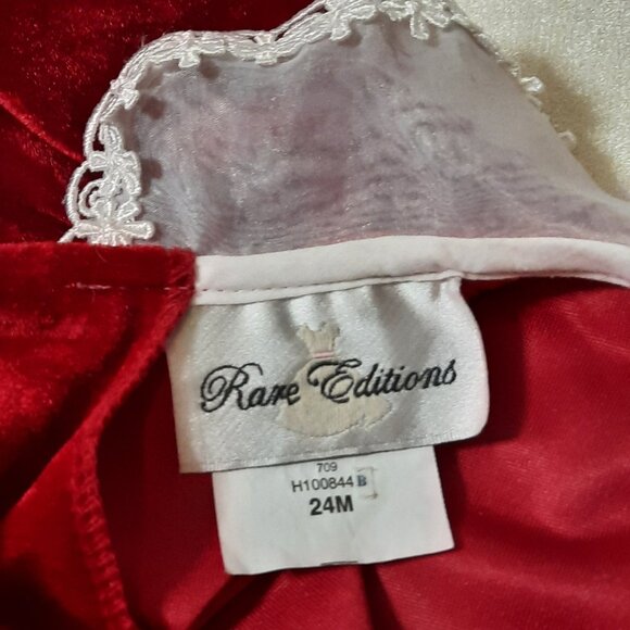 Vintage Rare Editions Christmas Red Velvet Romper, Lace, Ribbons, Holiday Jumper - Picture 10 of 13